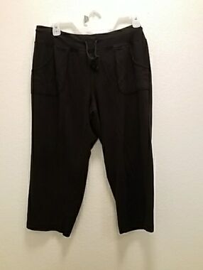 Athletic Works Black Cropped Joggers with White Side Stripe